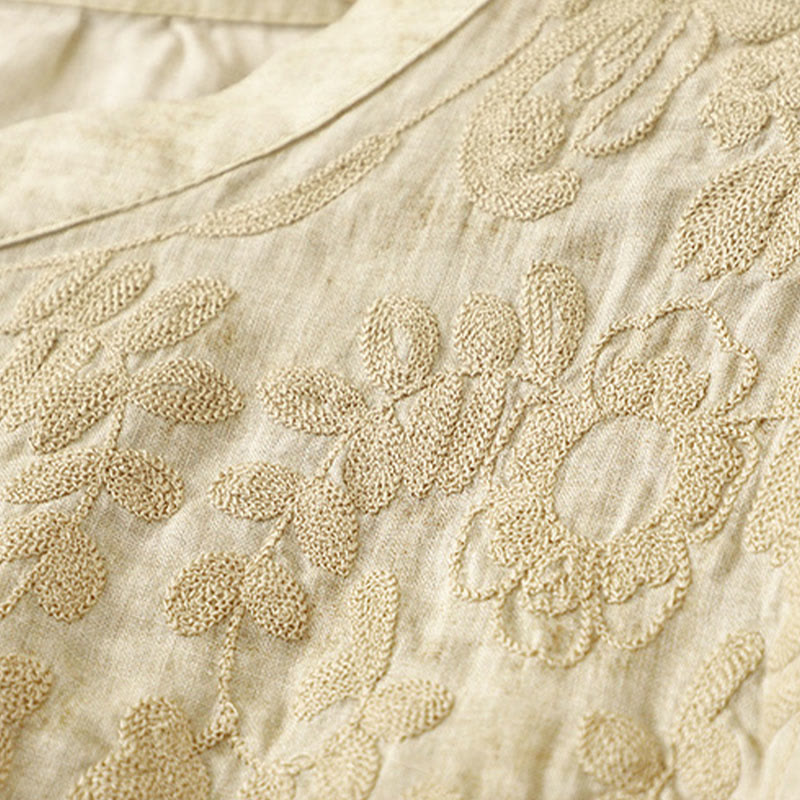 Abito midi in acrilico con maniche a tre quarti, casual, estivo, ricamato, con colletto alto, motivo Buddha Stones - image 11