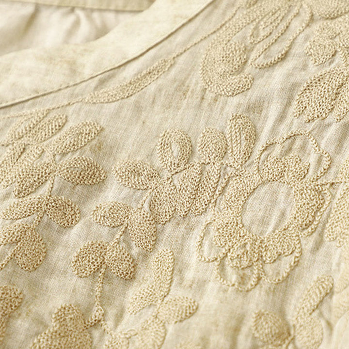 Abito midi in acrilico con maniche a tre quarti, casual, estivo, ricamato, con colletto alto, motivo Buddha Stones - image 11