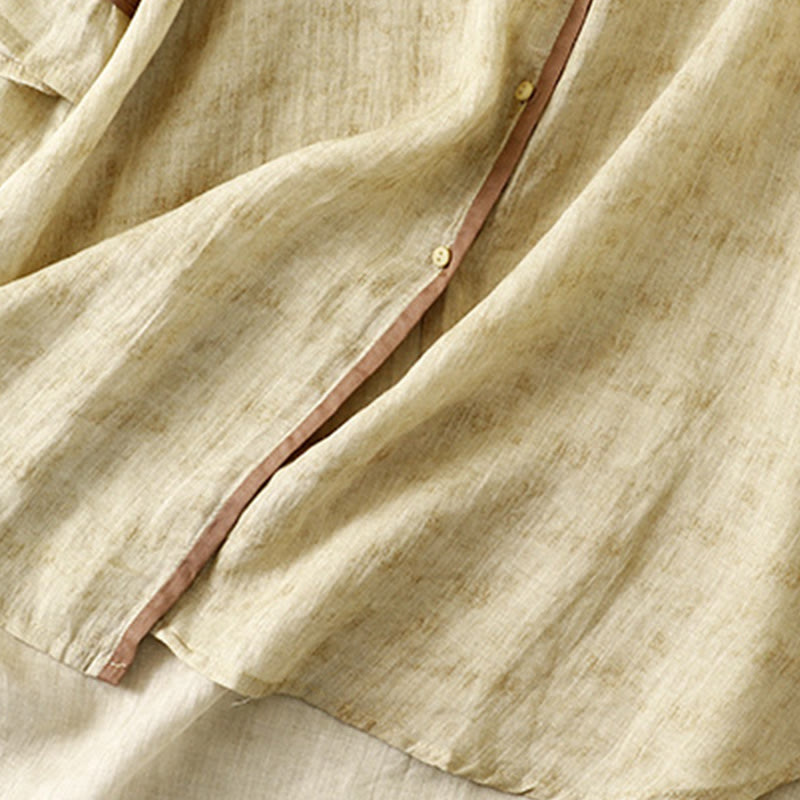 Abito midi estivo casual con colletto alla coreana e maniche a tre quarti, ricamato Buddha Stones. - image 14