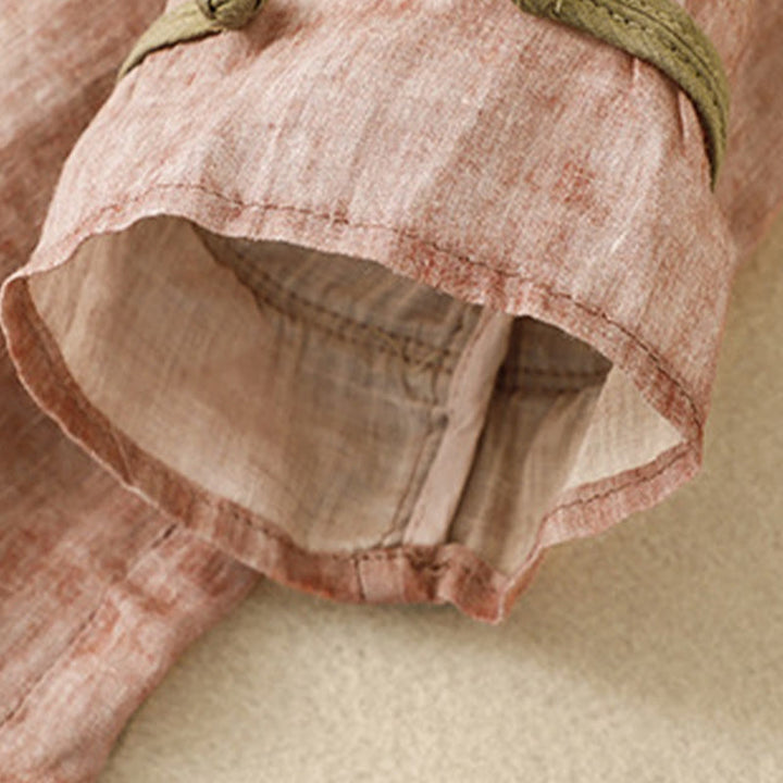 Abito midi estivo casual con colletto alla coreana e maniche a tre quarti, ricamato Buddha Stones. - image 19