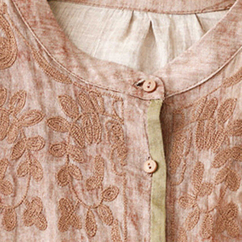 Abito midi in acrilico con maniche a tre quarti, casual, estivo, ricamato, con colletto alto, motivo Buddha Stones - image 20