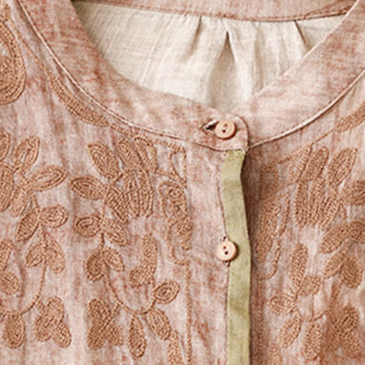 Abito midi in acrilico con maniche a tre quarti, casual, estivo, ricamato, con colletto alto, motivo Buddha Stones - image 20