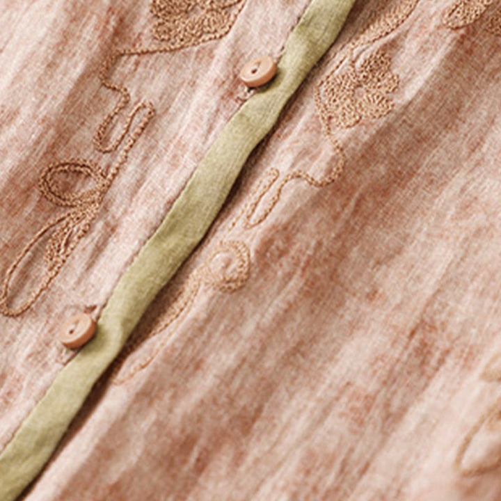 Abito midi in acrilico con maniche a tre quarti, casual, estivo, ricamato, con colletto alto, motivo Buddha Stones - image 21