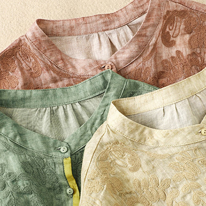 Abito midi in acrilico con maniche a tre quarti, casual, estivo, ricamato, con colletto alto, motivo Buddha Stones - image 24