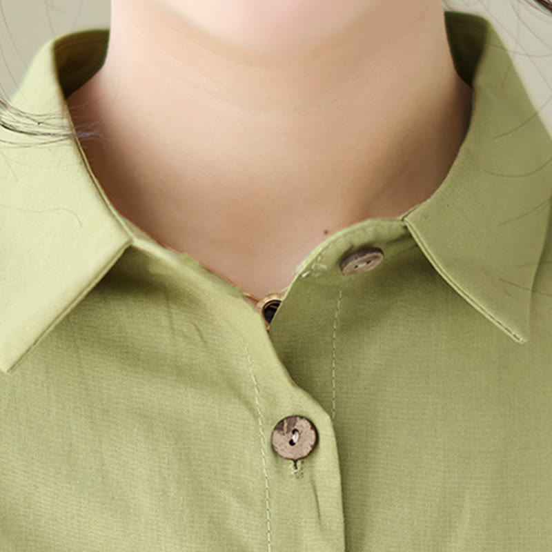 Abito midi cardigan in acrilico con maniche a tre quarti, casual estivo, con bottoni semplici e colletto alto, con tasche, Buddha Stones - image 6