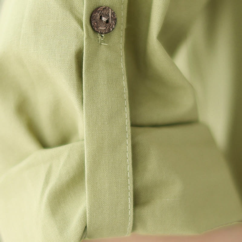Abito midi cardigan in acrilico con maniche a tre quarti, casual estivo, con bottoni semplici e colletto alto, con tasche, Buddha Stones