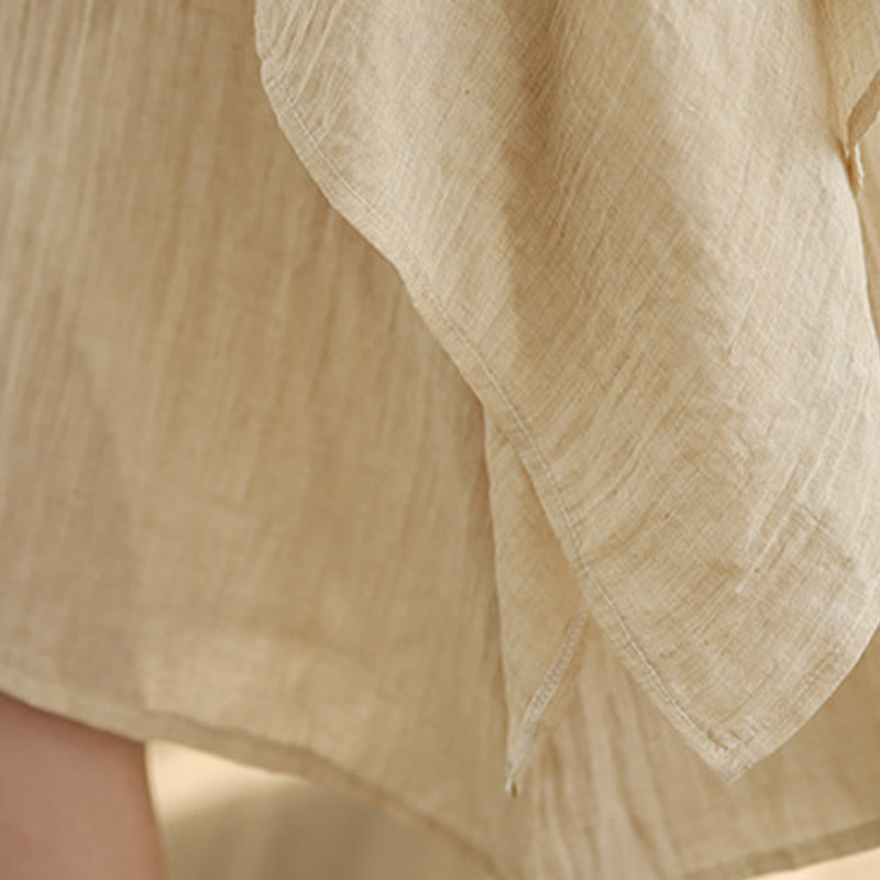 Abito midi a doppio strato in misto cotone e lino, estivo, casual, con scollo a giro e maniche corte, modello Buddha Stones - image 5