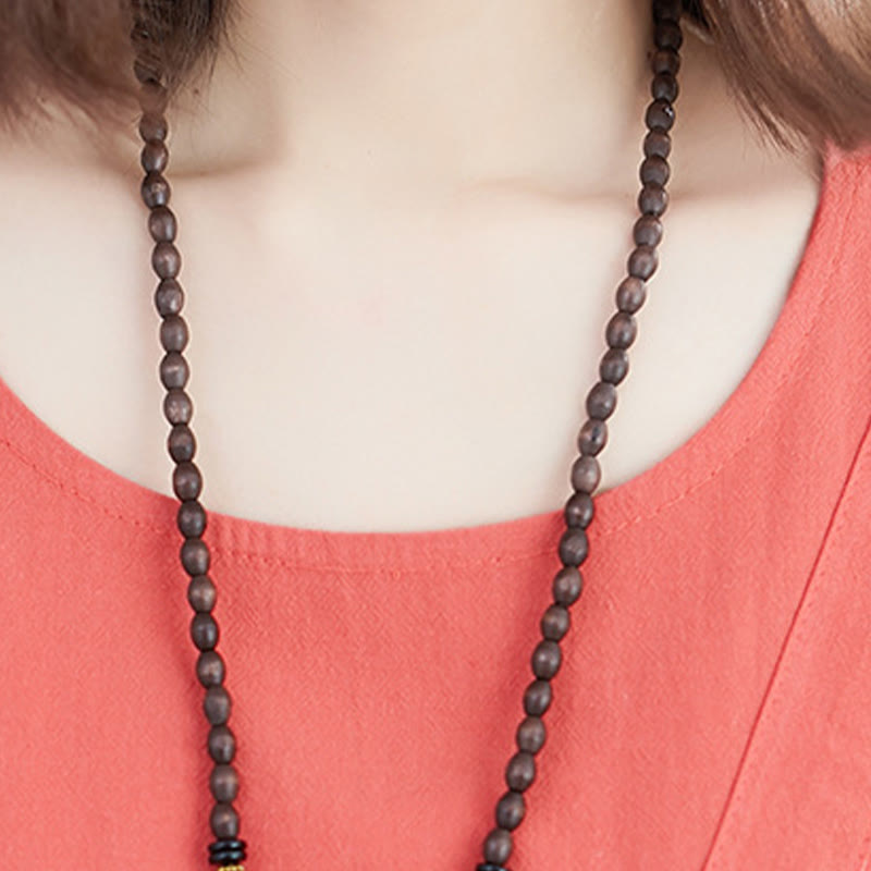 Abito midi in lino e cotone con tasche, casual estivo, con lacci, girocollo, manica corta, Buddha Stones - image 11