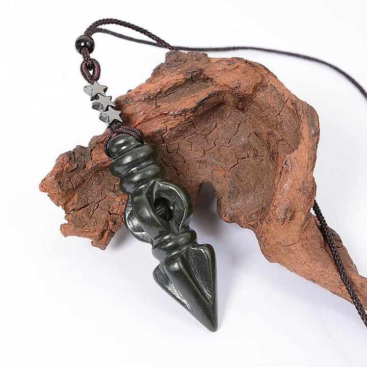 Collana con ciondolo e stella armonia Vajra Dorje, Buddha Stones tibetane, giada ciano Hetian, pestello