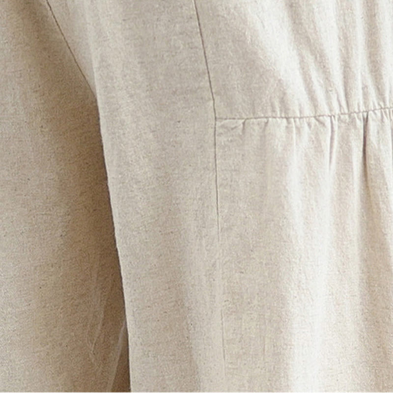 Pantaloni da donna in lino e cotone con tasche, a gamba larga, con pizzi semplici e casual, modello Buddha Stones - image 8