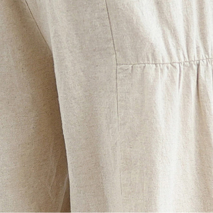 Pantaloni da donna in lino e cotone con tasche, a gamba larga, con pizzi semplici e casual, modello Buddha Stones - image 8