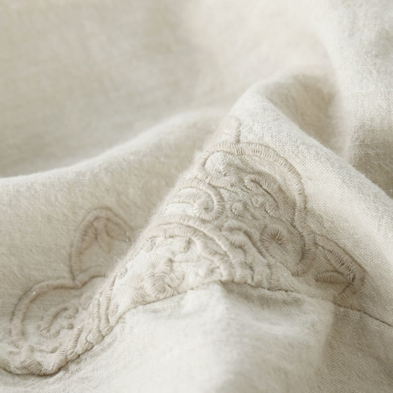 Pantaloni harem da donna in cotone e lino con ricamo vintage Buddha Stones, lunghezza 7-8, con tasche - image 4