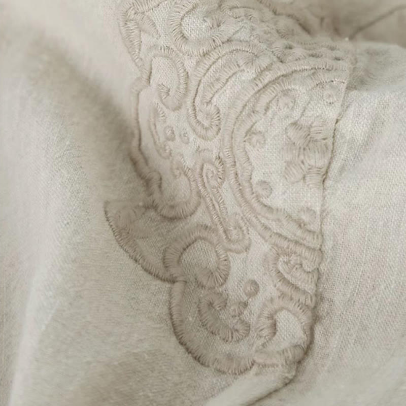 Pantaloni harem da donna in cotone e lino con ricamo vintage Buddha Stones, lunghezza 7-8, con tasche - image 5