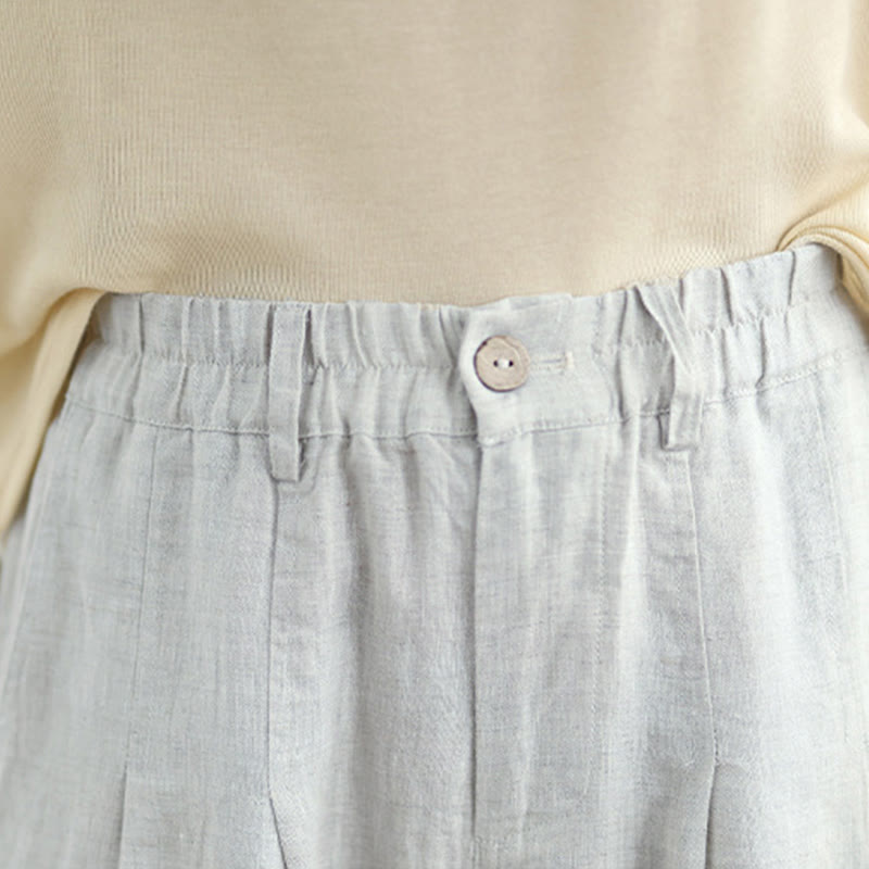 Pantaloni harem da donna in cotone e lino, casual, estivi, a tinta unita, con tasche, a vita alta , Buddha Stones