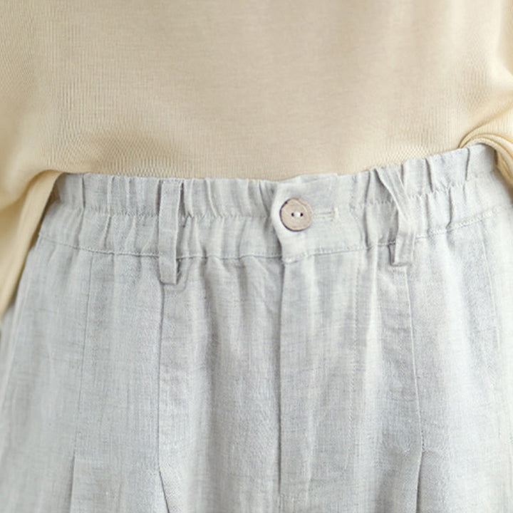 Pantaloni harem da donna in cotone e lino, casual, estivi, a tinta unita, con tasche, a vita alta , Buddha Stones