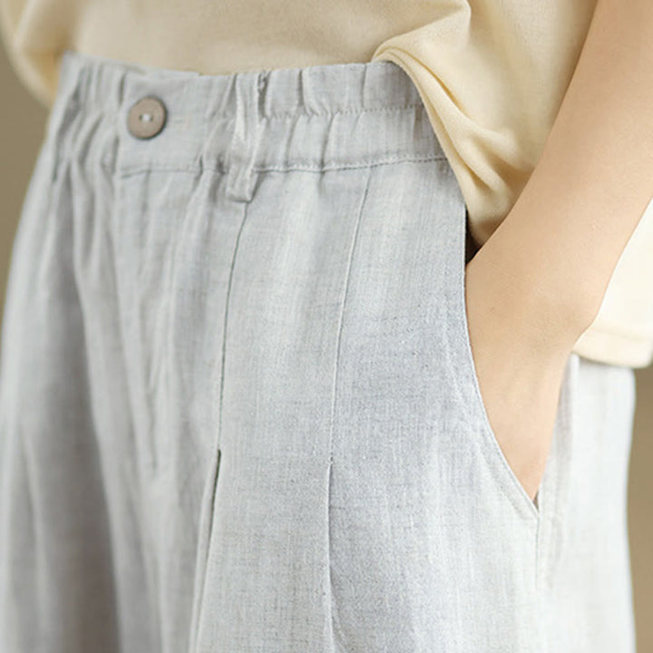 Pantaloni harem da donna in cotone e lino, casual, estivi, a tinta unita, con tasche, a vita alta , Buddha Stones