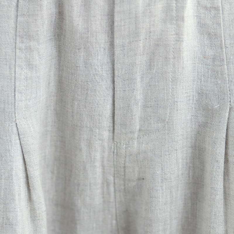 Pantaloni harem da donna in cotone e lino, casual, estivi, a tinta unita, con tasche, a vita alta , Buddha Stones
