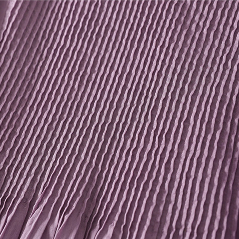 Abito midi in cotone senza maniche con tasche e motivo a fisarmonica in tinta unita Buddha Stones - image 5