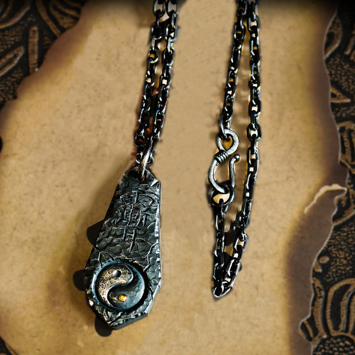 Collana con ciondolo dell'armonia con motivo Yin Yang dell'Orsa Maggiore in argento sterling 999 e oro 24k, Buddha Stones - Argento Sterling 999 e catena in argento - image 9