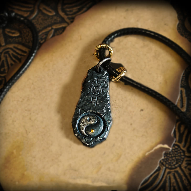 Collana con ciondolo dell'armonia con motivo Yin Yang dell'Orsa Maggiore in argento sterling 999 e oro 24k, Buddha Stones - image 2