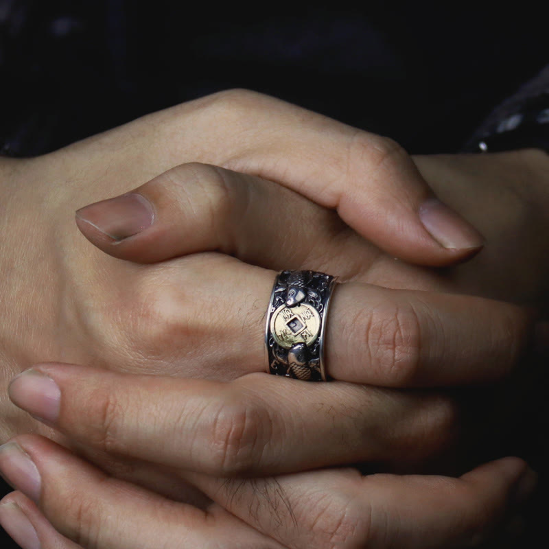 Buddha Stones con apertura regolabile in argento sterling 925, con pesce koi portafortuna, moneta di rame e nuvole di buon auspicio, simbolo di ricchezza - image 17