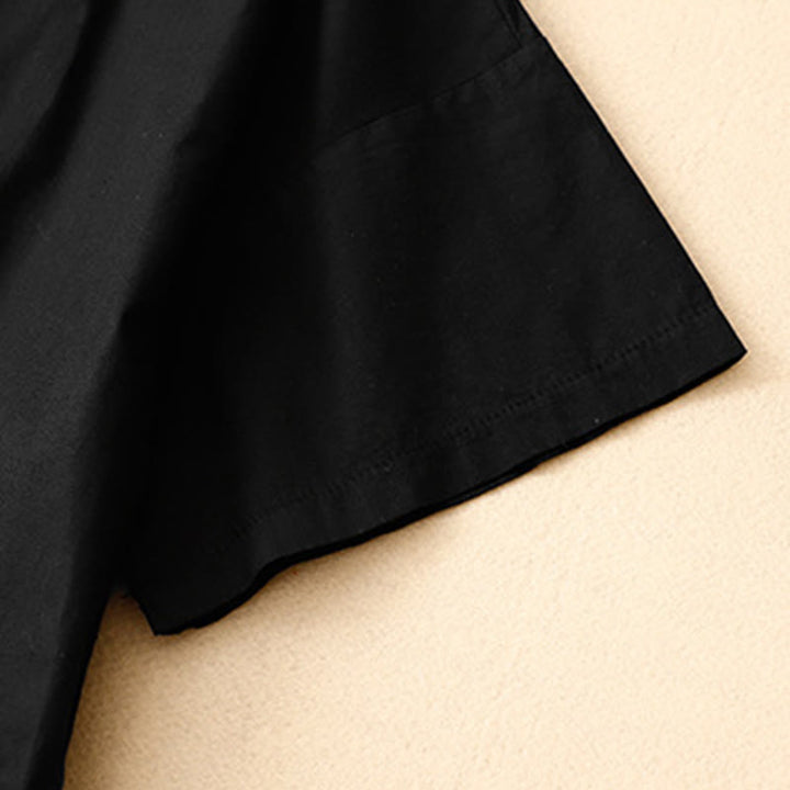 Abito midi estivo con scollo rotondo semplice e maniche corte, con tasche, motivo Buddha Stones - image 10