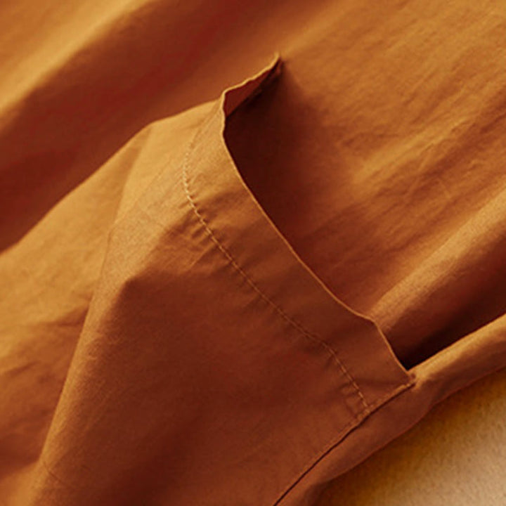 Abito midi estivo con scollo rotondo semplice e maniche corte, con tasche, motivo Buddha Stones - image 3