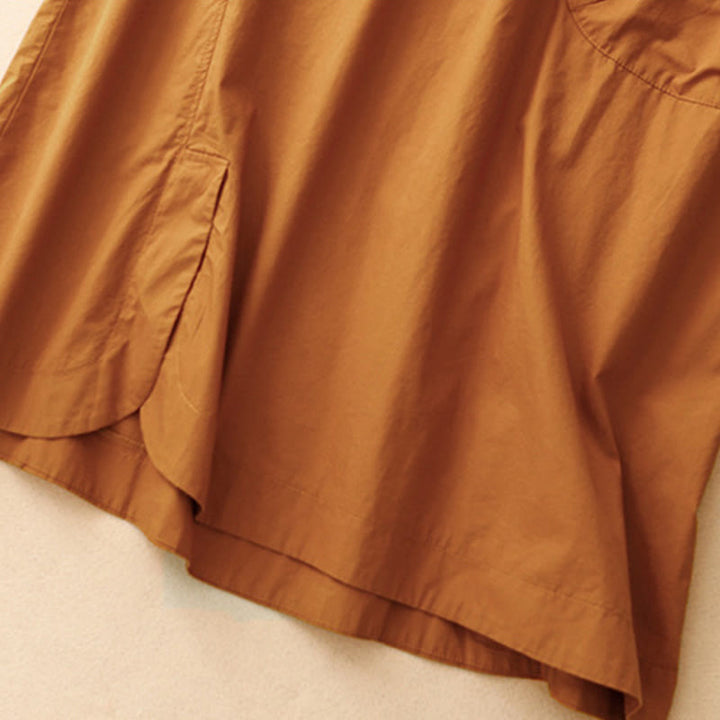 Abito midi estivo con scollo rotondo semplice e maniche corte, con tasche, motivo Buddha Stones - image 4