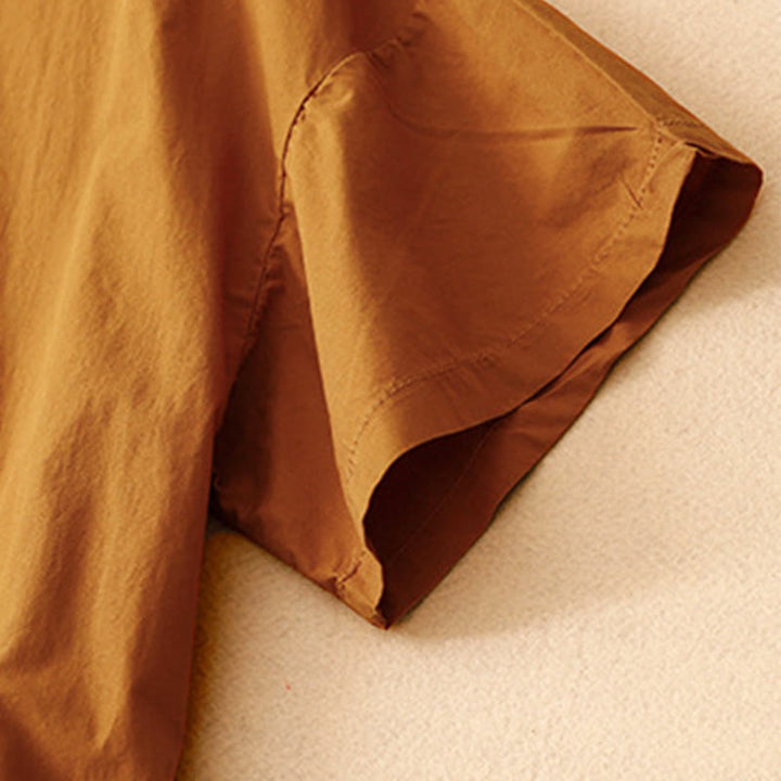 Abito midi estivo con scollo rotondo semplice e maniche corte, con tasche, motivo Buddha Stones - image 2