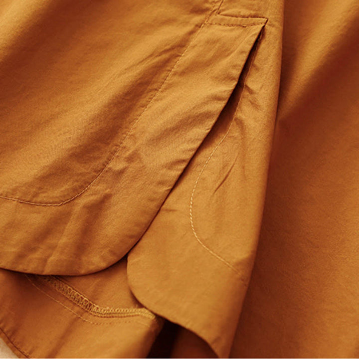 Abito midi estivo con scollo rotondo semplice e maniche corte, con tasche, motivo Buddha Stones - image 5