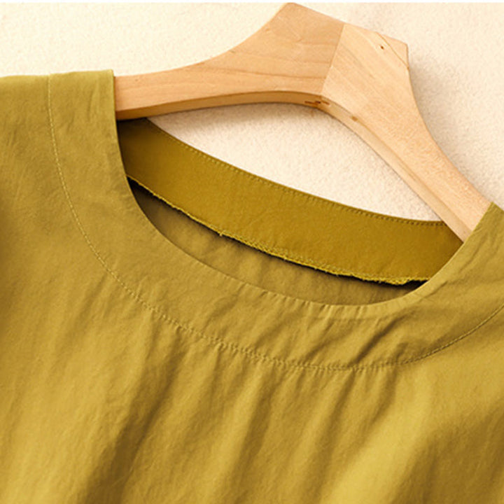 Abito midi estivo con scollo rotondo semplice e maniche corte, con tasche, motivo Buddha Stones - image 17