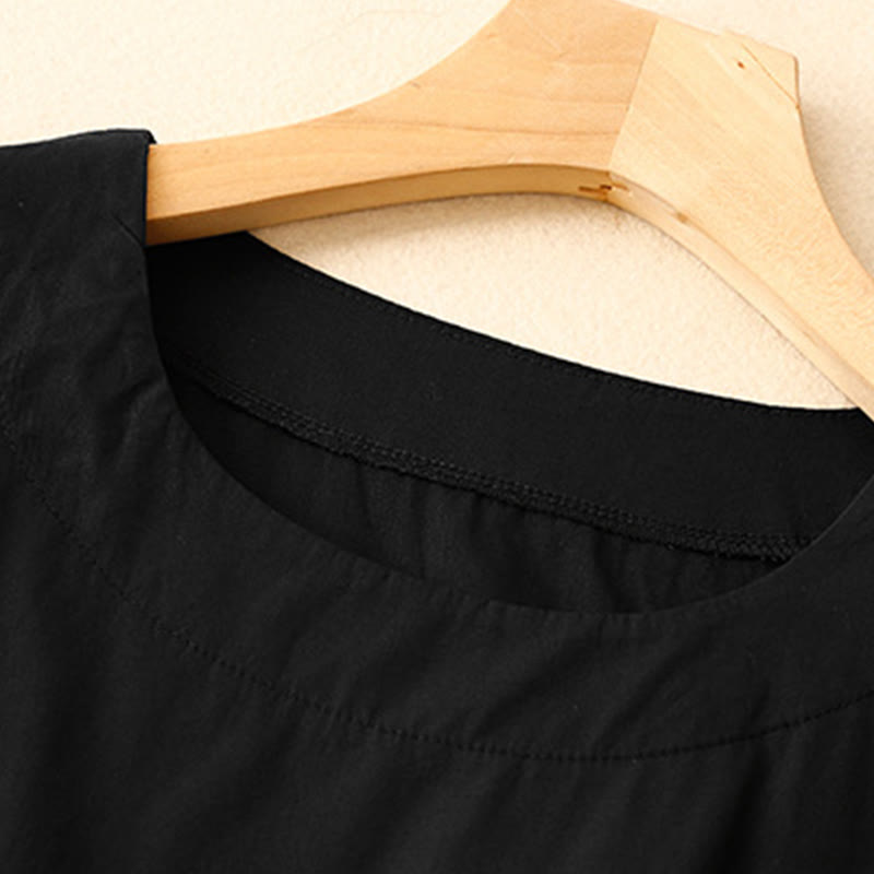 Abito midi estivo con scollo rotondo semplice e maniche corte, con tasche, motivo Buddha Stones - image 8