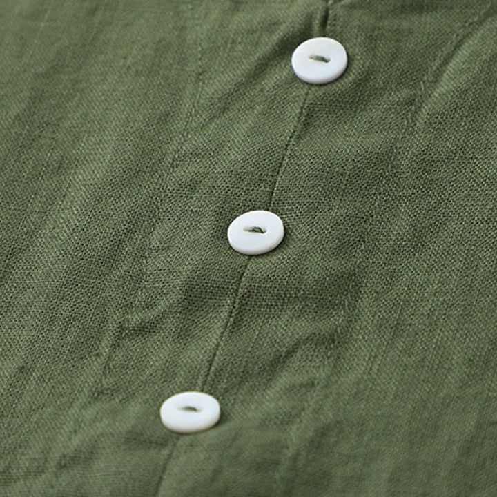 Abito midi senza maniche, casual, quotidiano, in tinta unita, con scollo a V e bottoni semplici, motivo Buddha Stones - image 13