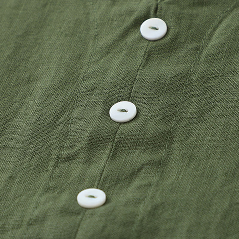 Abito midi senza maniche, casual, quotidiano, in tinta unita, con scollo a V e bottoni semplici, motivo Buddha Stones - image 13