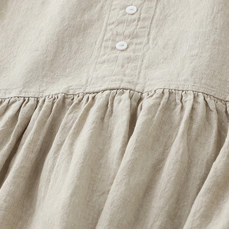 Abito midi senza maniche, casual, quotidiano, in tinta unita, con scollo a V e bottoni semplici, motivo Buddha Stones - image 4