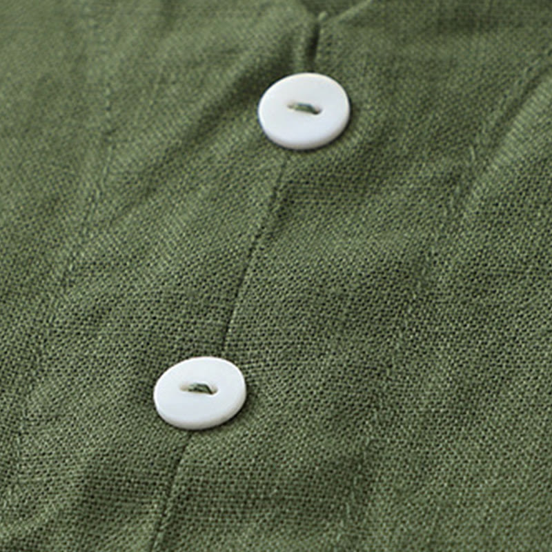 Abito midi senza maniche a tinta unita con scollo a V e bottoni semplici, modello Buddha Stones Daily Casual. - image 14