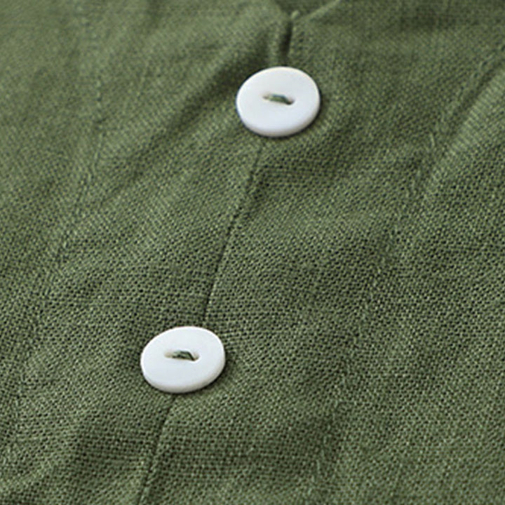 Abito midi senza maniche a tinta unita con scollo a V e bottoni semplici, modello Buddha Stones Daily Casual. - image 14