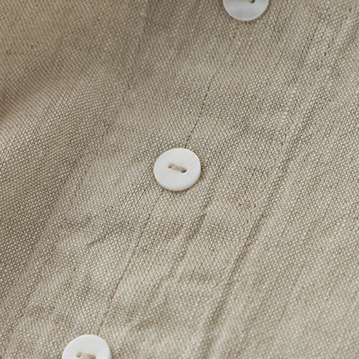 Abito midi senza maniche, casual, quotidiano, in tinta unita, con scollo a V e bottoni semplici, motivo Buddha Stones - image 5