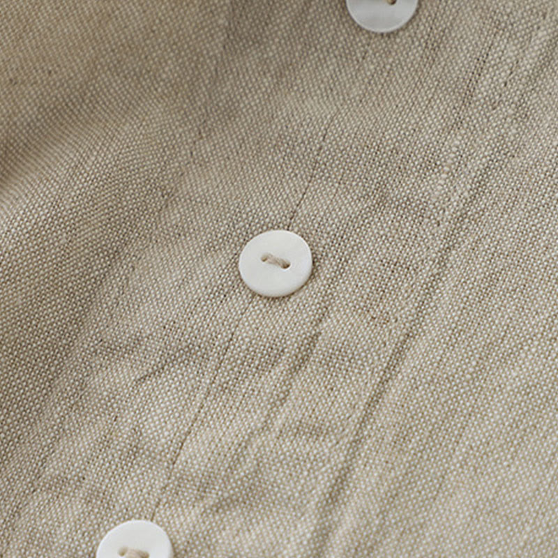 Abito midi senza maniche, casual, quotidiano, in tinta unita, con scollo a V e bottoni semplici, motivo Buddha Stones - image 5