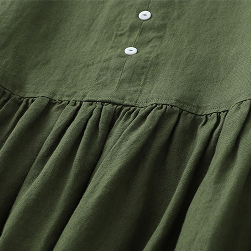 Abito midi senza maniche, casual, quotidiano, in tinta unita, con scollo a V e bottoni semplici, motivo Buddha Stones - image 12