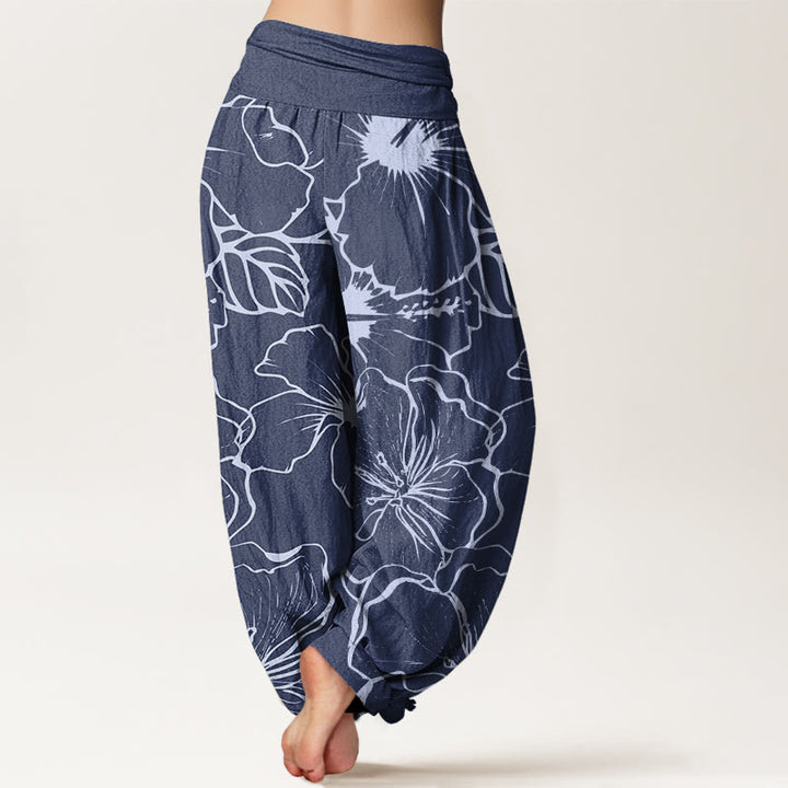 Pantaloni harem da donna con elastico in vita e motivo a fiori di gloria mattutina Buddha Stones - image 2