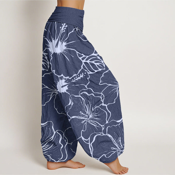 Pantaloni harem da donna con elastico in vita e motivo a fiori di gloria mattutina Buddha Stones - image 3