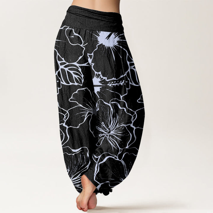 Pantaloni harem da donna con elastico in vita e motivo a fiori di gloria mattutina Buddha Stones - image 9