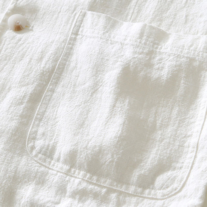 Buddha Stones Camicia da uomo in cotone e lino con tasche, a maniche lunghe, con patta con bottoni - image 7