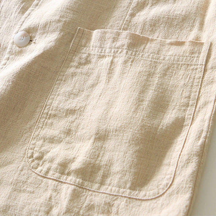 Buddha Stones Camicia da uomo in cotone e lino con tasche, a maniche lunghe, con patta con bottoni - image 12
