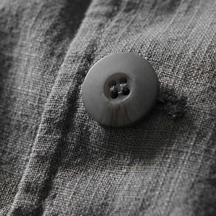 Buddha Stones Camicia da uomo in cotone e lino con tasche, a maniche lunghe, con patta con bottoni - image 30