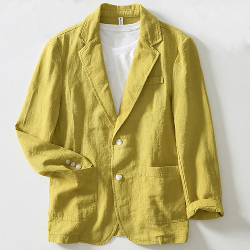 Buddha Stones Camicia da uomo in cotone e lino con tasche, a maniche lunghe, con patta con bottoni - image 22