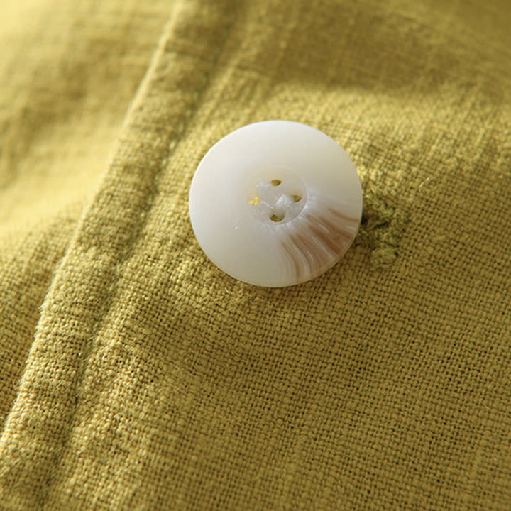 Buddha Stones Camicia da uomo in cotone e lino con tasche, a maniche lunghe, con patta con bottoni - image 25