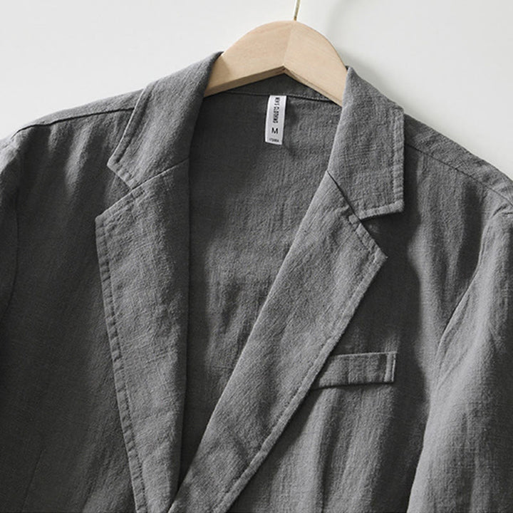 Buddha Stones Camicia da uomo in cotone e lino con tasche, a maniche lunghe, con patta con bottoni - image 28