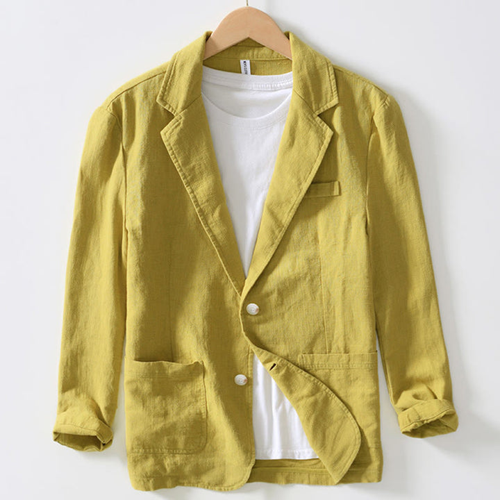 Buddha Stones Camicia da uomo in cotone e lino con tasche, a maniche lunghe, con patta con bottoni - Giallo - US/UK/AU44, EU54 (4XL) - image 21
